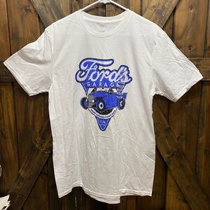 FORD Garage Tee Graphic Short Sleeve T-Shirt Men's Large White & Blue Ford’s